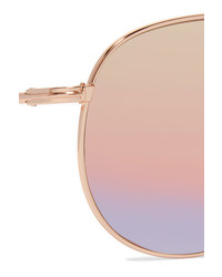 Tom Ford Sean Aviator Style Rose Gold Tone Mirrored Sunglasses Pink