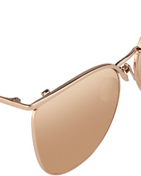 Linda Farrow Semi Rimless Square Sunglasses Rose Gold
