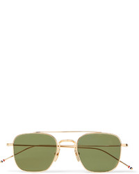 Thom Browne Square Frame Aviator Style Gold Tone Sunglasses
