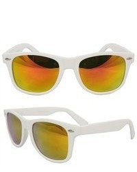 SWG Sunglasses Stylish Wayfarer Sunglasses White Frame With Orange Mirror Lenses For And