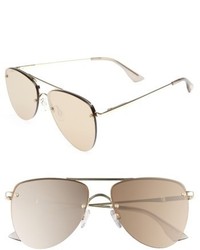 Le Specs The Prince 59mm Mirrored Rimless Aviator Sunglasses Light Gold