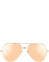 Linda Farrow Titanium Aviator Sunglasses Rose Gold