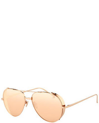 Linda Farrow Titanium Aviator Sunglasses Rose Gold