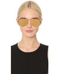 Linda Farrow Luxe Top Rim Yellow Gold Aviator Sunglasses