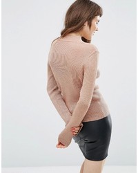 Asos Sweater With High Neck In Metallic