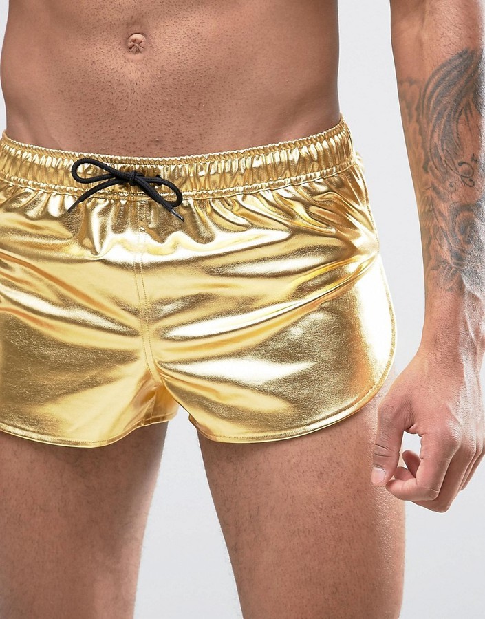 Metallic gold swim sales trunks