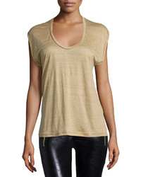Isabel Marant Cap Sleeve Round Neck T Shirt Amber Gold
