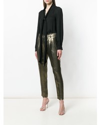 Moschino Vintage Tapered Cropped Metallic Trousers