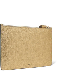 Anya Hindmarch Circulus Large Textured Leather Pouch Gold