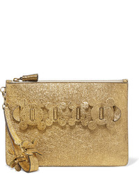 Anya Hindmarch Circulus Large Textured Leather Pouch Gold
