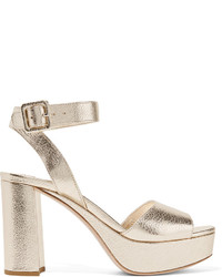 Gold Textured Leather Sandals