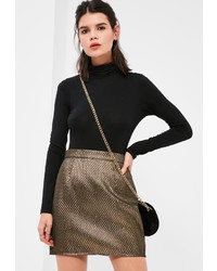 Missguided Petite Gold Textured Metallic Mini Skirt