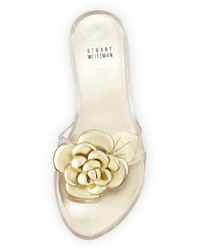 Stuart Weitzman Bloomed Floral Thong Sandal Gold