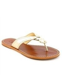 Cole Haan Deandra Thong Gold Leather Thongs Sandals Shoes