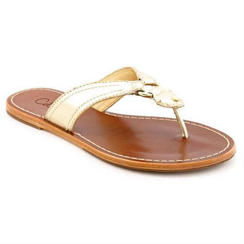 Cole Haan Deandra Thong Gold Leather Thongs Sandals Shoes, $33 | buy ...