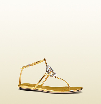 gucci gold thong sandals