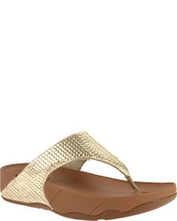 FitFlop Lulu Weave Pale Gold Thong Sandals