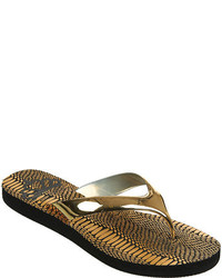 Fergalicious Majesty Gold Synthetic Thong Sandals