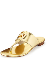 MICHAEL Michael Kors Michl Michl Kors Racquel Logo Thong Sandal Gold