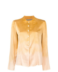 Gold Tie-Dye Silk Dress Shirt