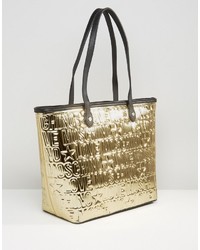 Love Moschino Metallic Logo Shopper Bag