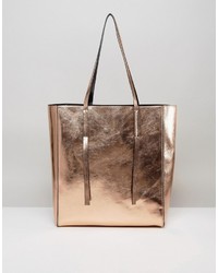 Asos Metallic Unlined Tab Detail Shopper Bag