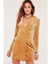 Missguided Gold Velvet Blazer Dress