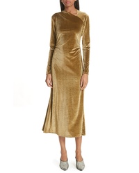 Rachel Comey Ruched Velvet Jacquard Midi Dress