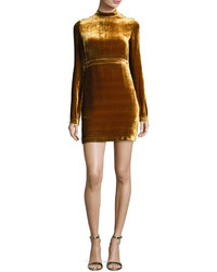 A.L.C. Gemma Long Sleeve Velvet Mini Dress Gold