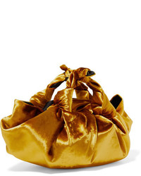The Row Ascot Small Velvet Tote Gold