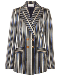 Gold Vertical Striped Double Breasted Blazer