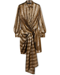 Gold Vertical Striped Shift Dress