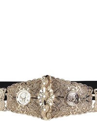 Boohoo Eve Textured Metal Plate Waist Belt