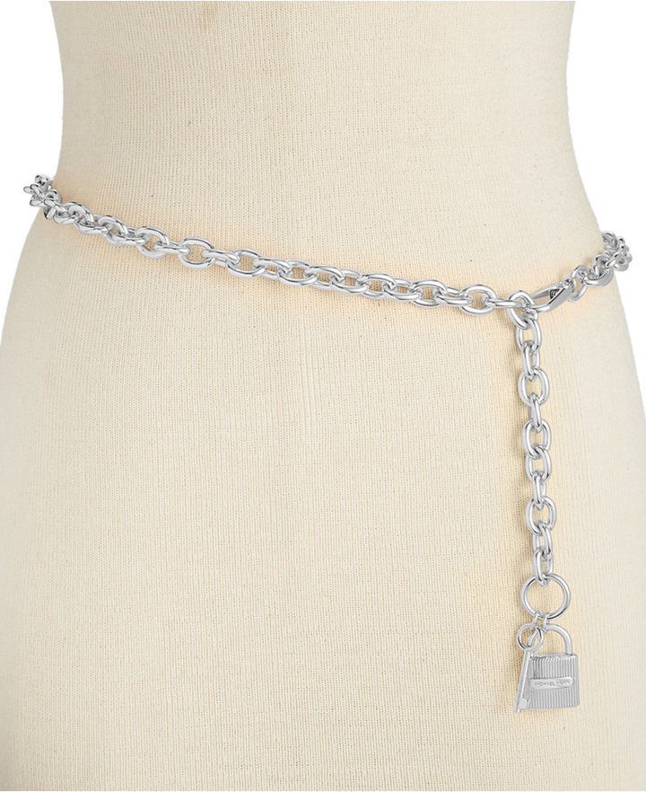 MICHAEL Michael Kors Michl Michl Kors Etched Lock And Key Chain Belt, $45 |  Macy's | Lookastic