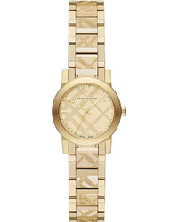 Burberry 26mm Check Engraved Yellow Golden Plated City Watch