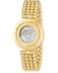 Versace 33mm Eon Reversible Bezel Watch W Beaded Bracelet Golden