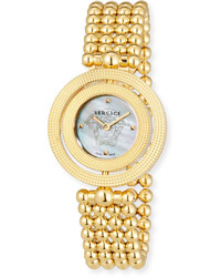 Versace 33mm Eon Reversible Bezel Watch W Leather Strap Goldenblack