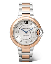 Cartier Ballon Bleu De 33mm 18 Karat Pink Gold Stainless And Diamond Watch