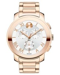 Movado Bold Luxe Rose Goldtone Ip Stainless Steel Chronograph Bracelet Watch