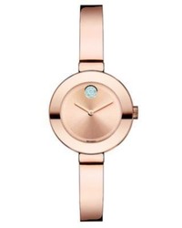 Movado Bold Rose Goldtone Ip Stainless Steel Crystal Small Bangle Bracelet Watch