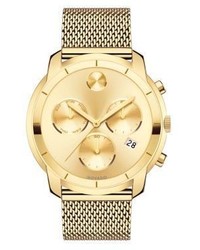 Movado Bold Yellow Gold Ion Plated Stainless Steel Chronograph Bracelet Watch