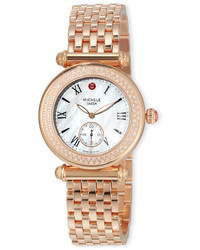Michele Caber Rose Gold Bracelet Watch With Diamonds