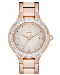 DKNY Chambers Crystal Bezel Bracelet Watch 28mm