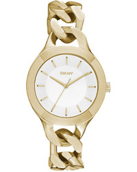 DKNY Chambers Gold Tone Stainless Steel Chain Bracelet Watch 36mm Ny2217