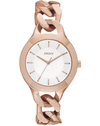DKNY Chambers Rose Gold Tone Stainless Steel Chain Bracelet Watch 36mm Ny2218