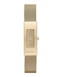 DKNY Beekman Rectangular Pave Dial Watch 13mm X 33mm Gold