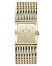 DKNY Bryant Park Square Mesh Strap Watch 21mm Gold