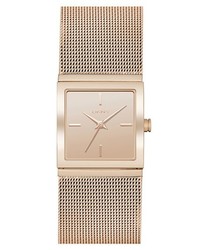 DKNY Bryant Park Square Mesh Strap Watch 21mm Rose Gold