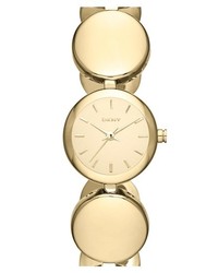 DKNY Gansevoort Mirror Dial Round Link Bracelet Watch 20mm Gold