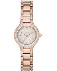DKNY Ny2393 Chambers Rose Gold Tone Stainless Steel Watch With Crystal Bezel